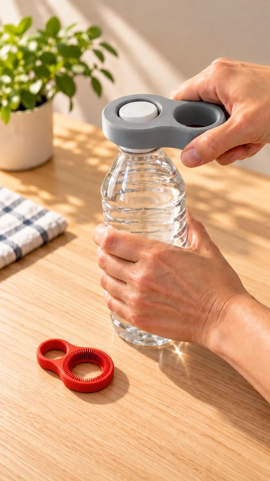 Abridor de botellas ergonómico y accesible